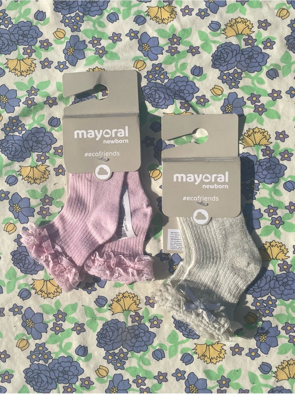 NWT Mayoral Baby Girl Dressy Ruffle Socks Lot of 2 Pairs (12M) Champagne & Rose